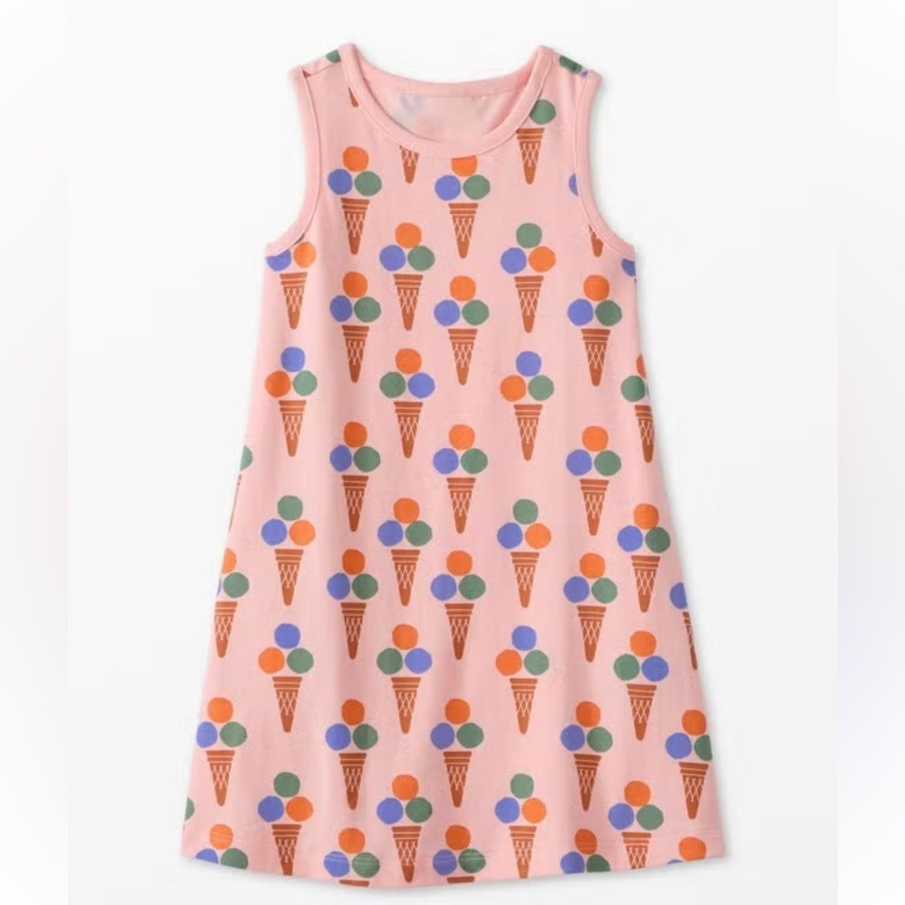 Hanna Andersson Print Sleeveless Tank Top Dress Pink Ice Cream Cone Dress